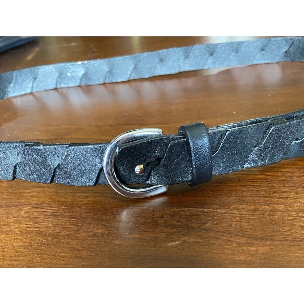 Women's Belts 2 Black Leather TALBOTS & HINGE 1" Thick for Trousers & Pant S / M - Picture 7 of 9